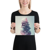 Double Exposure Santa and a Christmas Tree on a Square Matte Poster